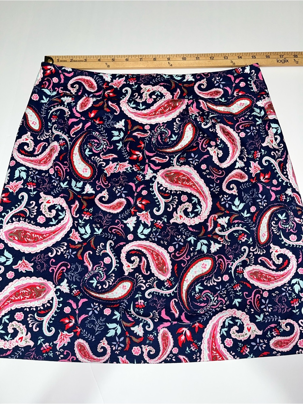 Talbots Paisley Watercolor Canvas A-Line Skirt 8 Petite - Picture 3 of 10